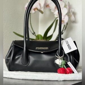 Steve Madden BPayne Shoulder Bag Black Faux Leather Cherry Charm Satchel Y2K